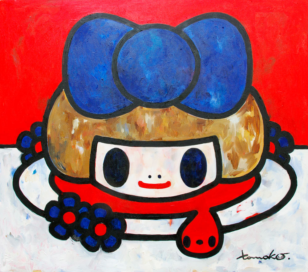 SALOME WITH BLUE RIBBONBLUE FLOWERS 2019 OIL ON CANVAS 80X90CM